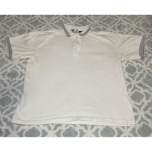 Eastbrook Clothing Company Mens White Textured Knit Polo Shirt Made in USA L